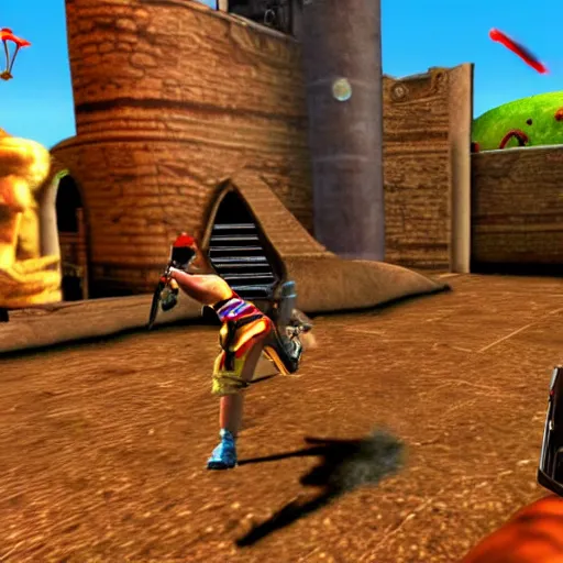 Image similar to Serious sam game with ps1 graphics