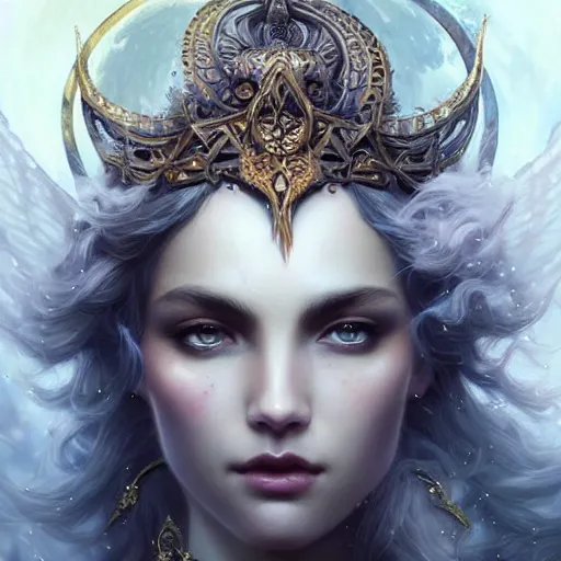 Image similar to lunar goddess, fine art, awesome fantasy book cover on pinterest, award winning, dark fantasy landscape, fantasy magic, intricate, elegant, sharp focus, cinematic lighting, highly detailed, digital painting, concept art, art by wlop and artgerm and greg rutkowski, masterpiece, trending on artstation, 8 k