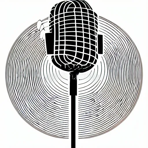 Image similar to iconic vector logo illustration of a microphone line art, bold