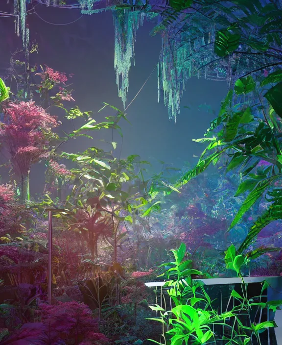 Image similar to intricate transparent clear see - through image of fire, lush botany, robotic environment, colorful psychedelic, ultra realistic, concept art, art nouveau, photorealistic, octane render, 8 k, unreal engine. art by nori inoguchi and sam kaplan and zachary goulko and christopher marley