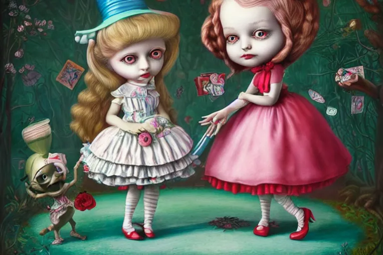 Prompt: colorful cute alice in wonderland by mark ryden, octane, insanely detailed