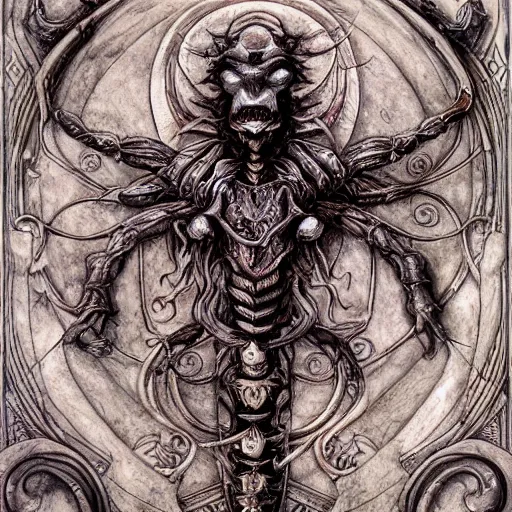 Prompt: detailed and sharp scorpio god artistic zodiac artwork, mystic style, detailed, 8 k, detailed, symmetrical, by brian froud