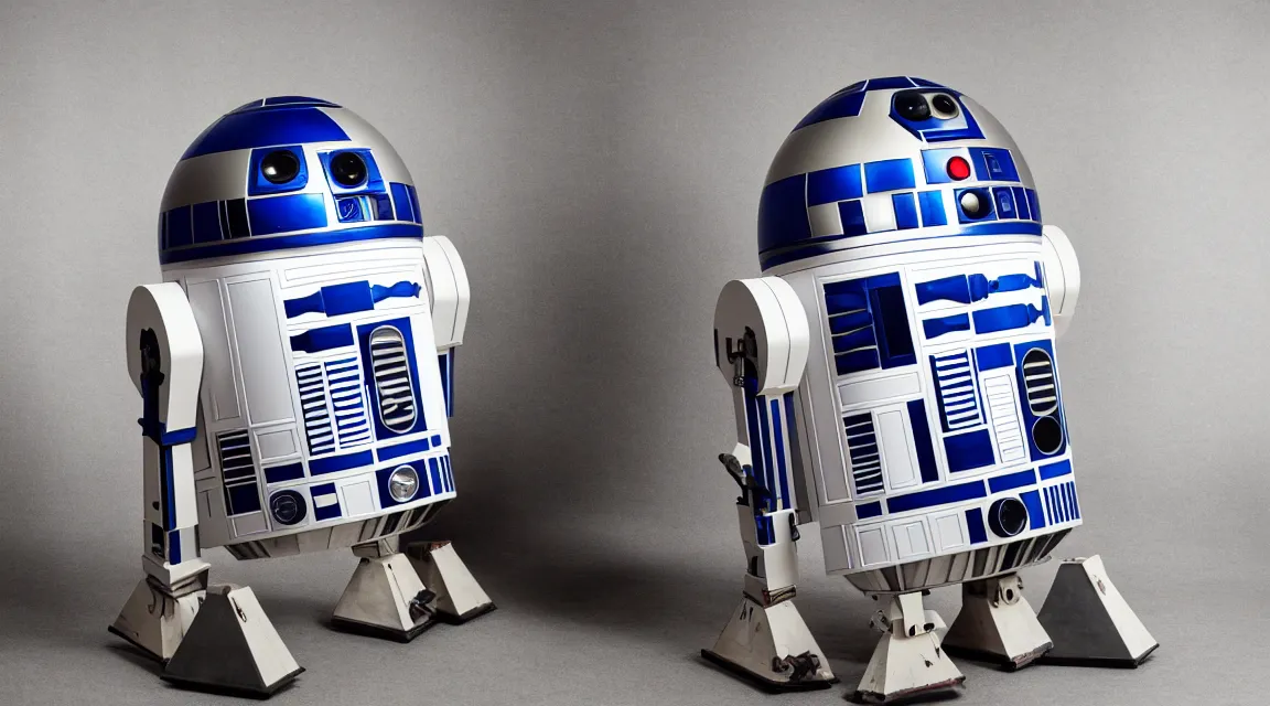 Image similar to a portrait r2d2, photo studio, studio lights