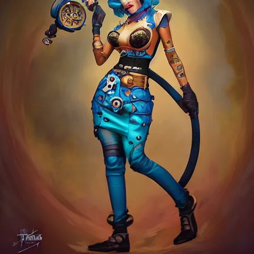 Image similar to lofi steampunk jinx from league of legends, Pixar style, by Tristan Eaton Stanley Artgerm and Tom Bagshaw.