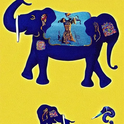 Image similar to A carpet with dancing elephants by Salvador Dali, beautiful aesthetic, trending on behance, digital illustration, custom brush, good art, perception of value