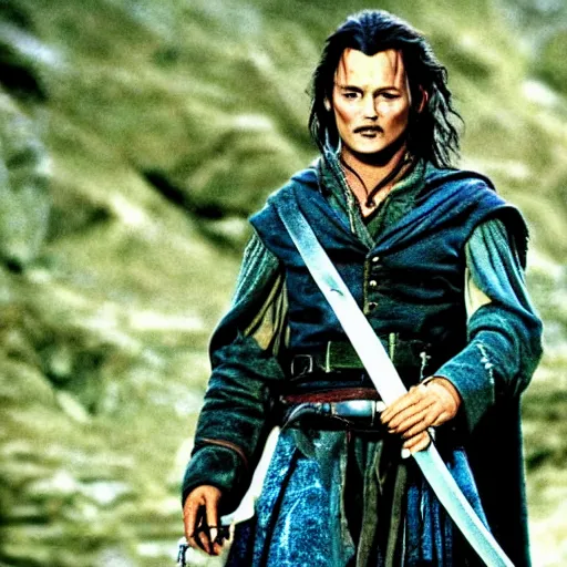 Prompt: johny depp in the lord of the rings, high quality photograph, 3 5 mm camera