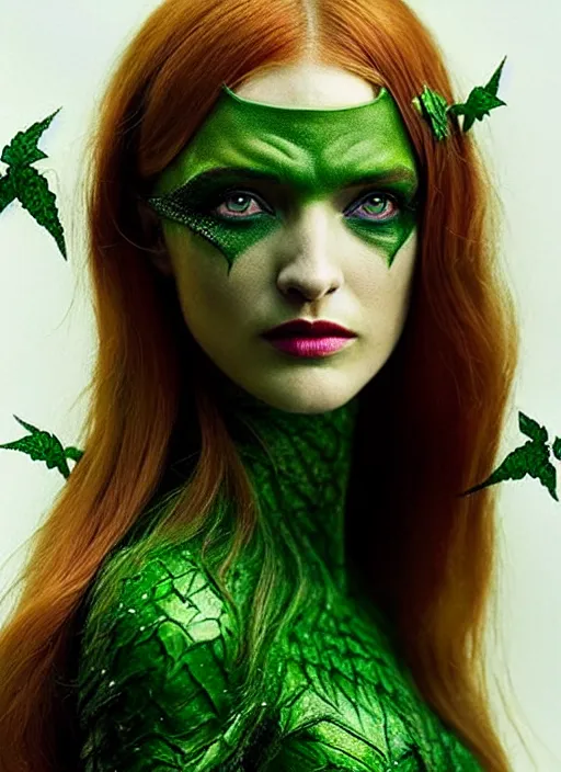 Prompt: “ a beautiful portrait of daria strokous as poison ivy kissing batman, highly detailed, in the style of cinematic, makeup by patmcgrath, greg rutkowski ”