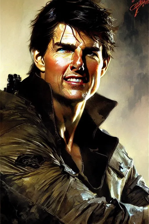 Image similar to tom cruise, painting by gaston bussiere, craig mullins, j. c. leyendecker, yoji shinkawa