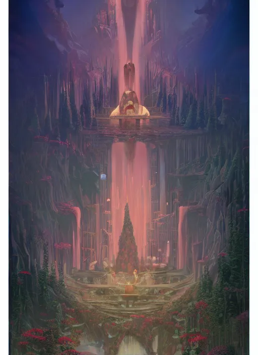 Prompt: poster artwork by Michael Whelan and Tomer Hanuka, Karol Bak, Rendering of beauty pageant, from a scene from Twin Peaks, clean, full of details, by Makoto Shinkai and thomas kinkade, Matte painting, trending on artstation and unreal engine