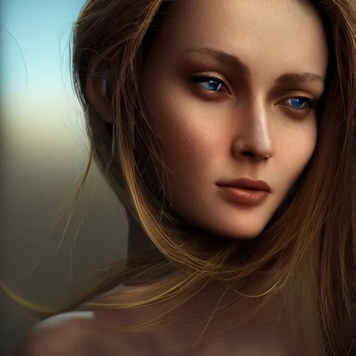 Prompt: portrait of a stunningly beautiful futuristic female, depth of field, zeiss lens, detailed, symmetrical, centered, fashion photoshoot, by Annie Leibovitz and Steve McCurry, David Lazar, Jimmy Nelsson, Breathtaking, 8k resolution, extremely detailed, beautiful, establishing shot, artistic, hyperrealistic, beautiful face, octane render