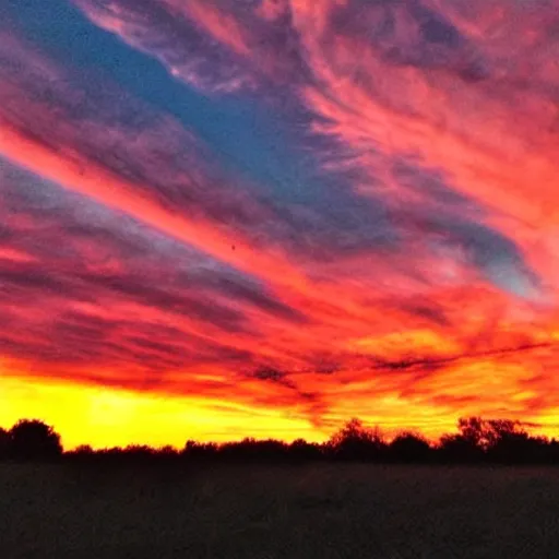 Image similar to sunset clouds looking like screaming chucky doll