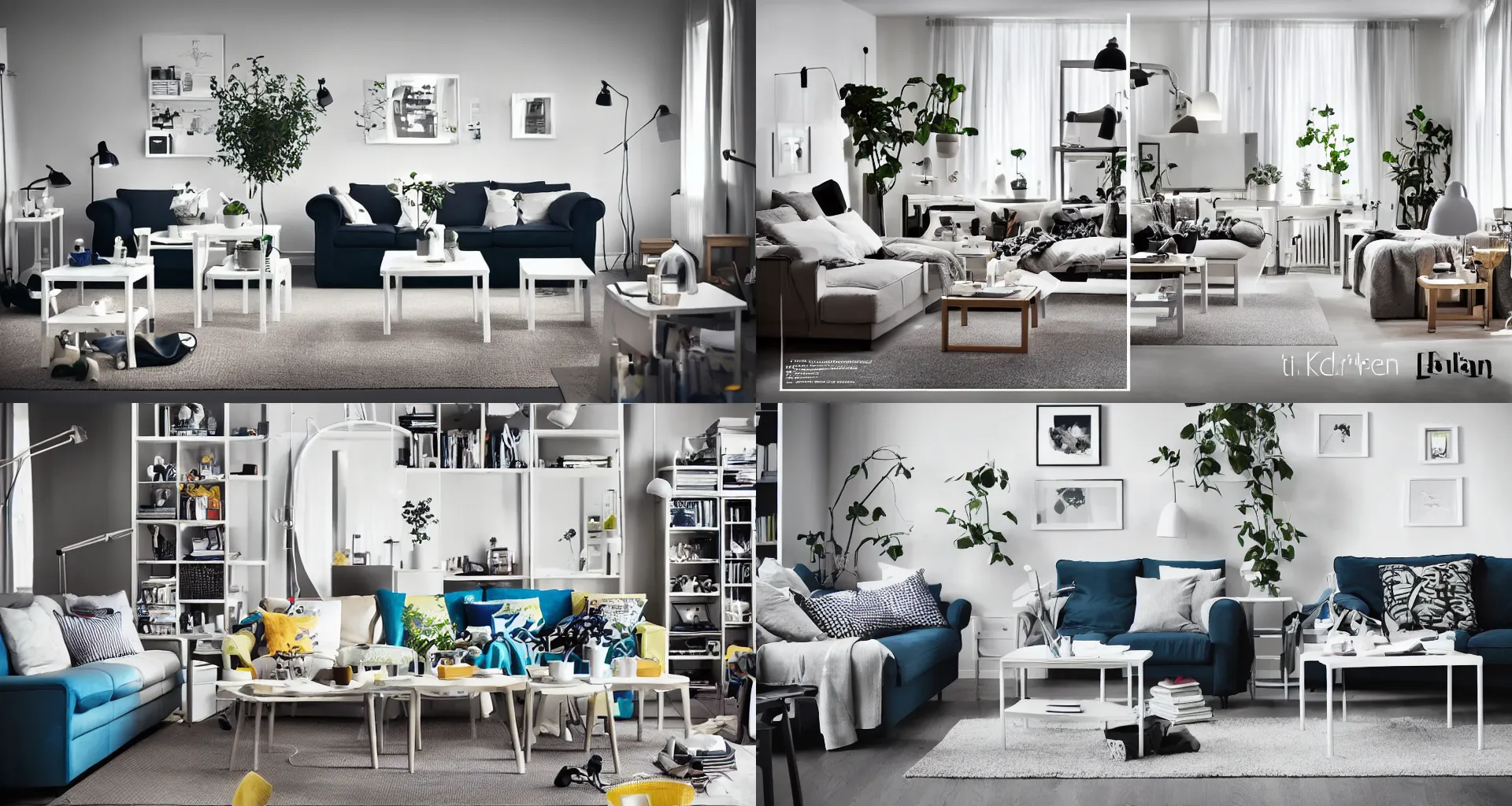 Prompt: IKEA catalogue photo of a living room, by Killian Eng