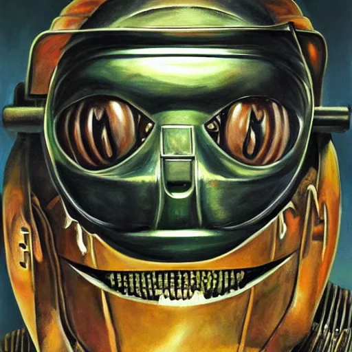 Image similar to beautiful lifelike painting of mf doom showcases his prized collection of rhymes like dimes, hyperreal detailed facial features and uv lighting, art by ed roth and basil wolverton