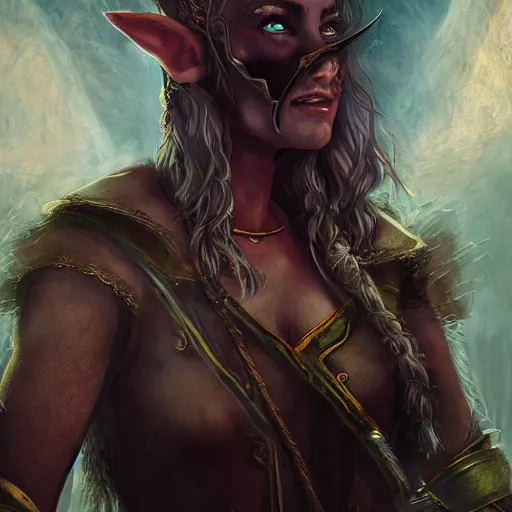 Prompt: portrait of a elven female pirate, fantasy setting, digital art, dramatic lighting, illuminated, cinematic