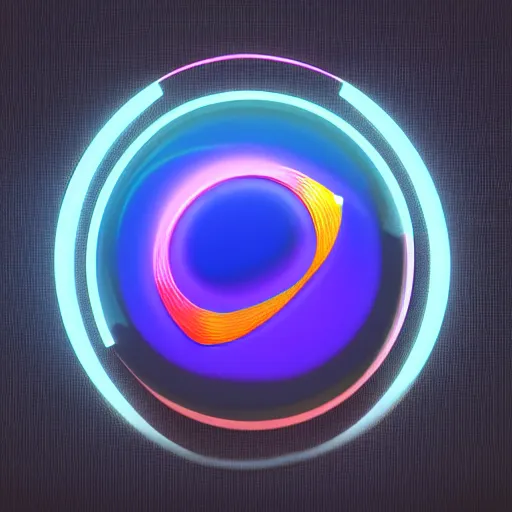 Image similar to circular token, video game power-up, called Increase Rate of Fire, similar to Mozilla Firefox logo, similar to Blender logo, octane render, 4K