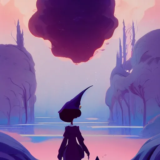 Image similar to a beutiful witch, poetic setting, dreamlike, artstation, elegant, highly detailed, digital painting, concept art, smooth, sharp focus, illustration, art by don bluth and michel ocelot and makoto shinkai and tom whalen and atey ghailan and akihiko yoshida