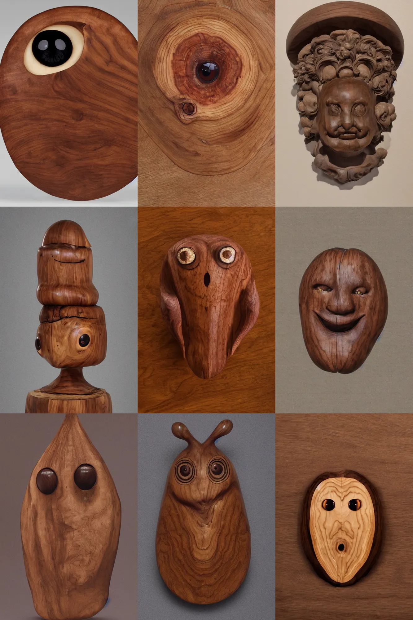 Prompt: a large walnut with two stern eyes and a mouth