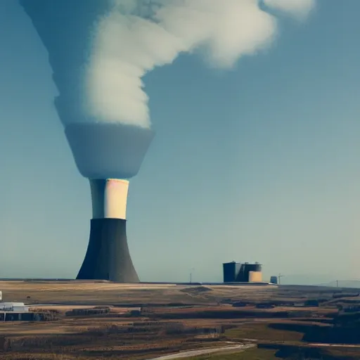 Image similar to photo of an upsidedown nuclear power plant inception cinematic