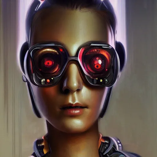 Image similar to cyberpunk robot fashion model portrait, hyperrealism oil painting, artstation
