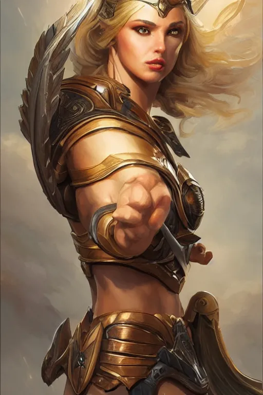 Image similar to amazon valkyrie athena, d & d, fantasy, portrait, highly detailed, headshot, digital painting, trending on artstation, concept art, sharp focus, illustration, art by artgerm and greg rutkowski and magali villeneuve