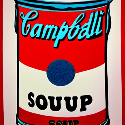 Image similar to andy warhol's campbell's soup painting by Roy Lichtenstein