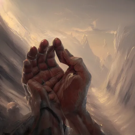 Prompt: The Hand of god, concept art oil painting by Jama Jurabaev, extremely detailed, hard brush, artstation