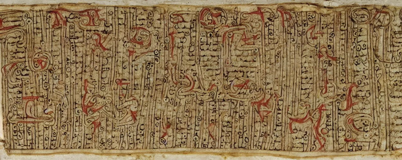 Ancient manuscripts detailing spaghetti in the style stable