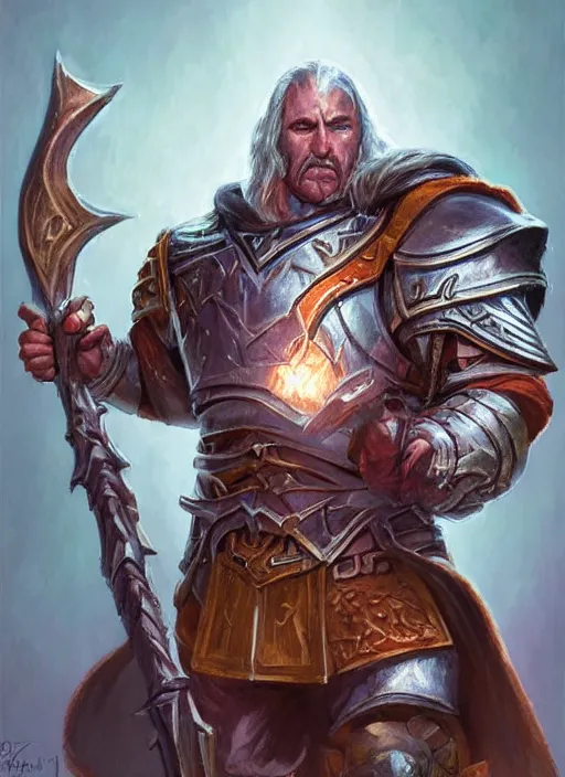 Image similar to paladin with big hammer, ultra detailed fantasy, dndbeyond, bright, colourful, realistic, dnd character portrait, full body, pathfinder, pinterest, art by ralph horsley, dnd, rpg, lotr game design fanart by concept art, behance hd, artstation, deviantart, hdr render in unreal engine 5