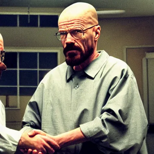 Image similar to walter white and jesus shaking hands