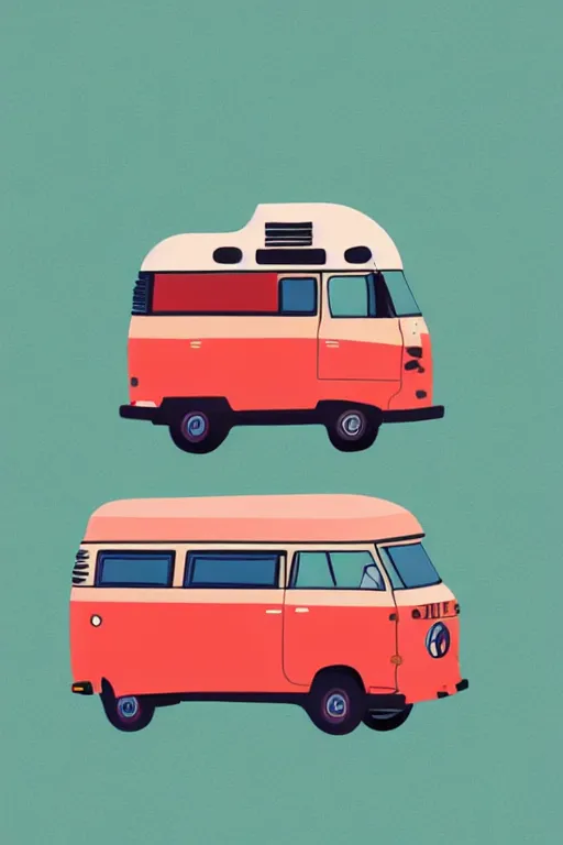 Image similar to minimalist boho style art of a colorful camper van, illustration, vector art