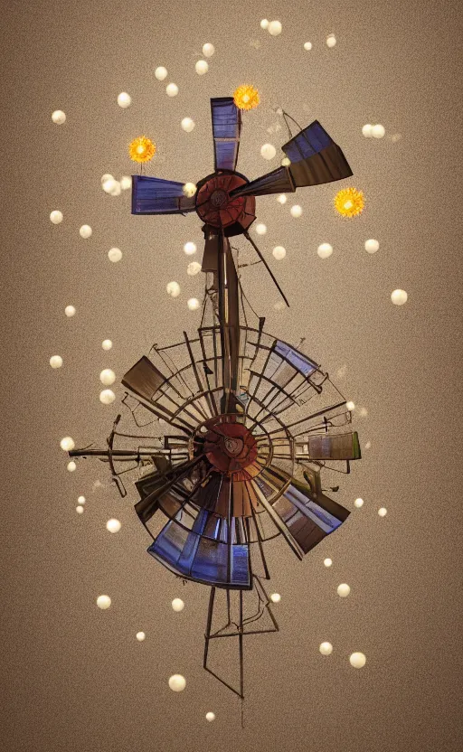 Prompt: tiny wooden windmill, floating, rbc, radiolaria, protophyta, micro - organisms, center frame, symmetric, rim light, marine microbiology, bioluminescence, electric, soft, concept art, intricate details, highly detailed, colorful, photorealistic, disney pixar, octane render, iridescent, anime, 8 k