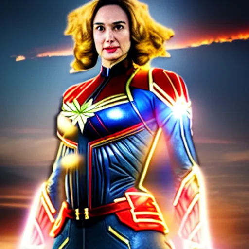 Prompt: Gal gadot as captain marvel