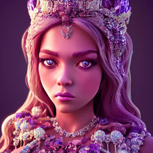 Image similar to portrait of wonderful princess of amethyst with fair skin, ornate 8 k gorgeous intricate detailed, accent lighting, dramatic light, octane render