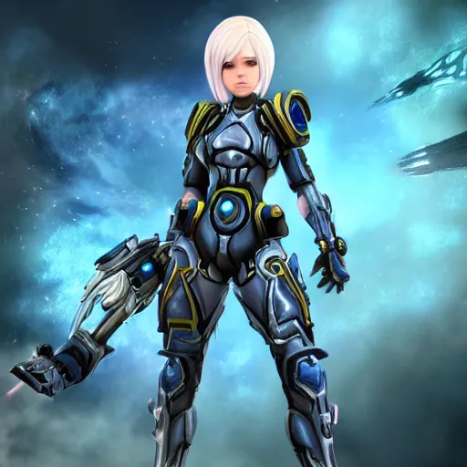 Image similar to Screenshot of 2B as a Starcraft 2 commander