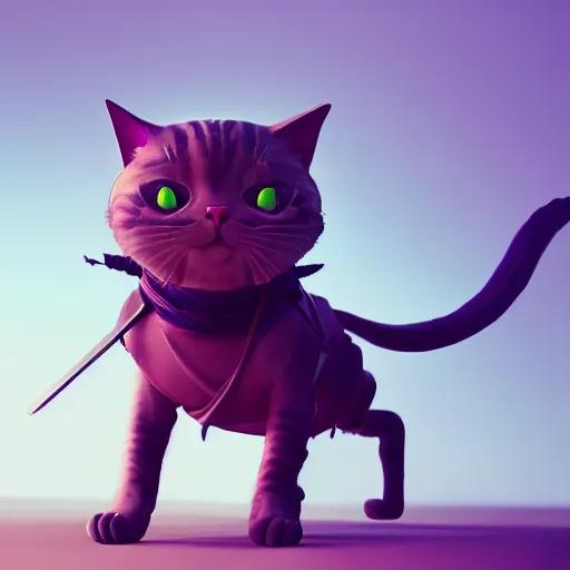 Image similar to concept art of cat samurai by beeple medium shot, mid-shot, highly detailed, trending on Artstation, Unreal Engine 4k