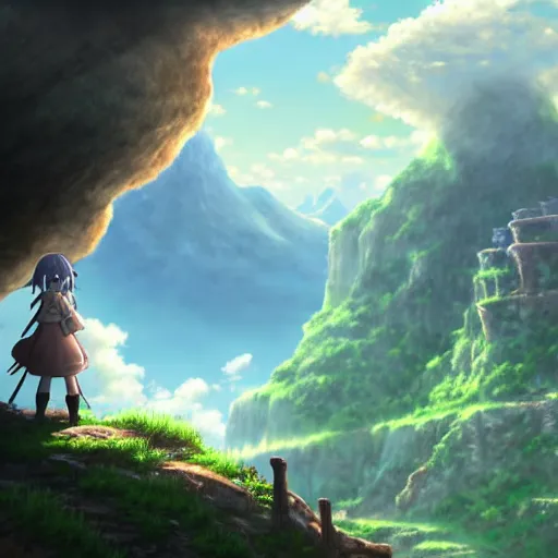 Prompt: made in abyss landscape, photorealistic, 4 k