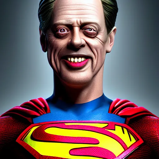 Prompt: hyperrealistic mixed media image of steve buscemi as superman, smiling, stunning 3 d render inspired art by xiang duan and thomas eakes, perfect facial symmetry, flawless bone structure, realistic, highly detailed attributes and atmosphere, dim volumetric cinematic lighting, 8 k octane detailed render, post - processing, masterpiece,
