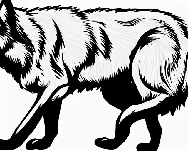 Image similar to professional digital art of a full-body outline of a wolf, very simple, no color, high quality, HD, 8K,