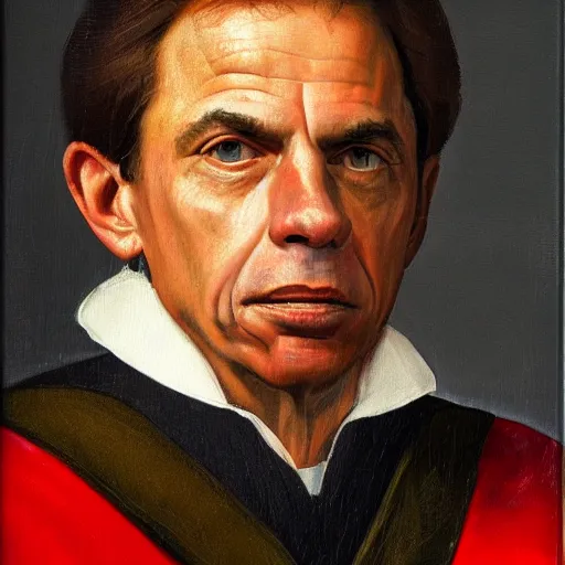 Image similar to renaissance portrait of nick saban, oil on canvas 4k, realism, detailed, meticulous