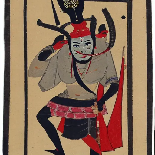 Prompt: arabian samurai, 1 1 th century, oni mask