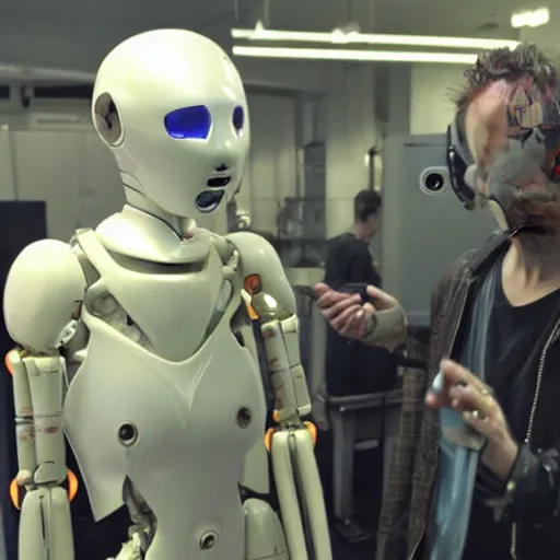 Prompt: cyberpunk Deadcode humanoid robot neil blomkamp and Emmanuel Lubezki