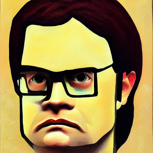 Prompt: Dwight Schrute portrait, cubist painting