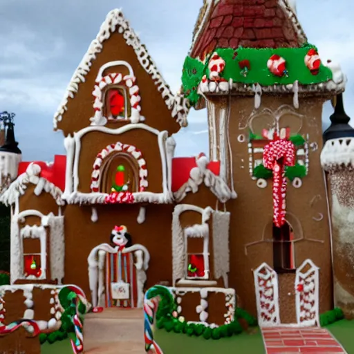 Image similar to gingerbread house castle, by walt disney