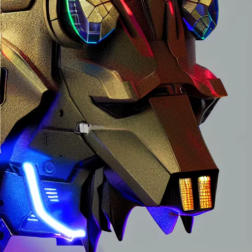 Image similar to a cybertronic bison, leds, high detail, sharp, studio, digital art