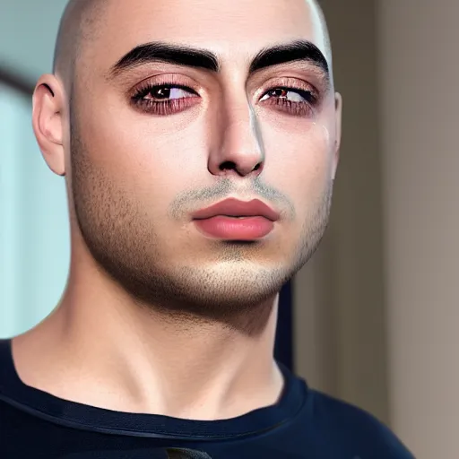 Image similar to a closeup shot of handsome mizkif from twitch, photorealism, 8k