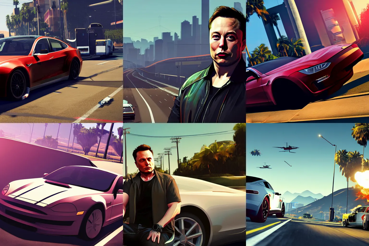 Prompt: Elon Musk in Grand Theft Auto 5 covert art, epic, 4k resolution, extremely detailed, very sharp, artstation, digital art, vibrant