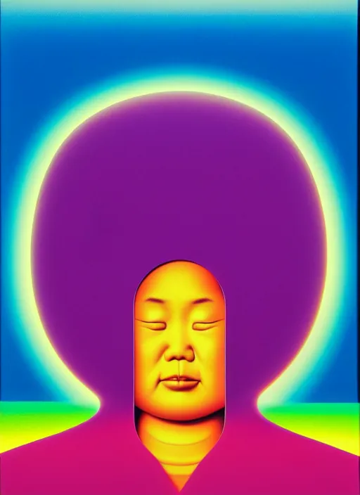 Prompt: meditation by shusei nagaoka, kaws, david rudnick, airbrush on canvas, pastell colours, cell shaded, 8 k