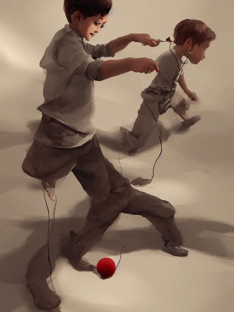 Image similar to playing with a yo - yo, by disney concept artists, blunt borders, rule of thirds, beautiful light