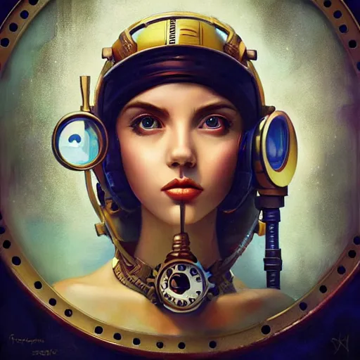 Image similar to lofi underwater steampunk portrait, Pixar style, by Tristan Eaton Stanley Artgerm and Tom Bagshaw.