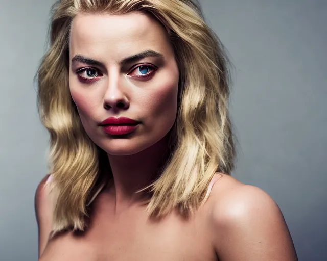 Image similar to a mix of margot robbie and scarlet johansson, hyper realistic face, beautiful eyes, cinematic, long shot, hyper detailed, 8 5 mm photograph, 8 k resolution, film still, sharp lens, wide lens